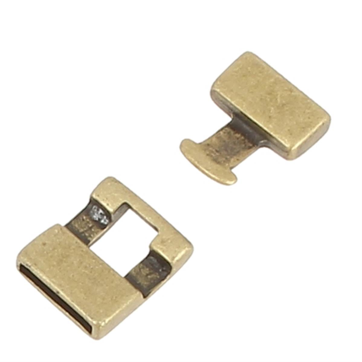 Fermoir bijou TESSA en laiton mat pour créations bijoux, avec lacet plat, image montrant le fermoir de 15mm en finition mate