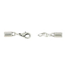 Fermoir bijou - Fermeture chaine - Argent vieilli - Lacet rond 2 mm - Deco Cuir