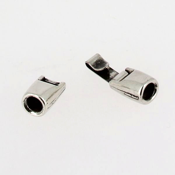 Fermoir bijou clip aimanté en argent vieilli pour créations de bijoux, avec lacet rond.