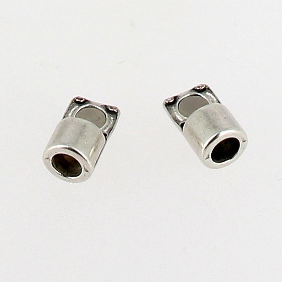 Fermoir bijou - Cylindres aimantés - Argent vieilli - Lacet rond 5 mm - Deco Cuir