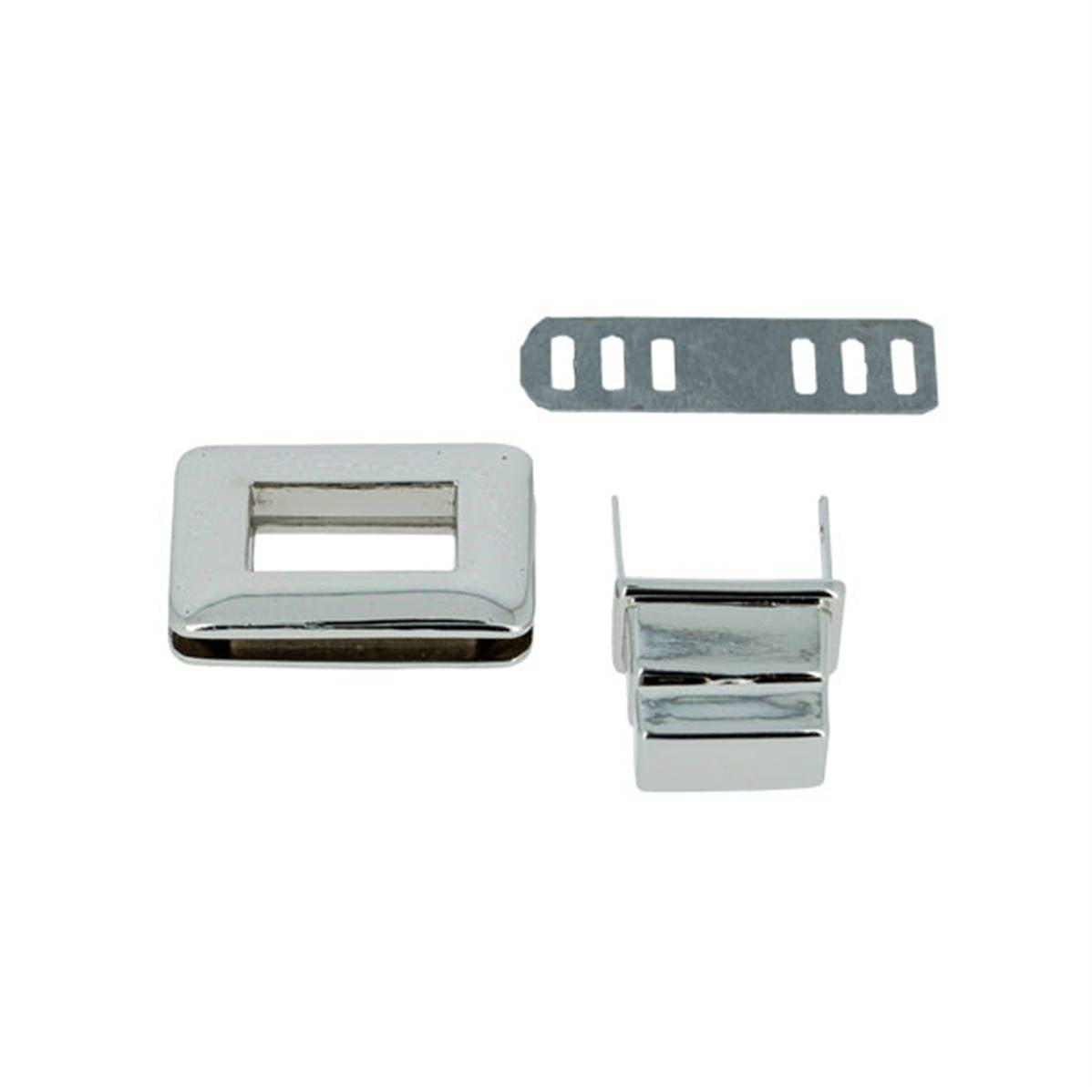 Fermoir pour sac rectangle en nickel, 25x36mm, accessoire de fabrication de sacs à main ou de maroquinerie.