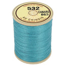 Bobine de 250m de fil de lin câblé glacé AU CHINOIS, couleur bleu canard 532, pour mercerie et broderie.