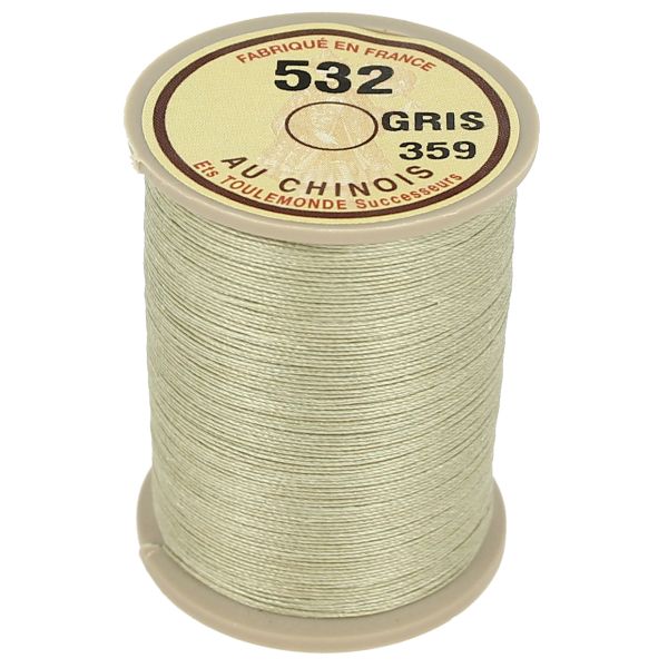 Fil de lin au Chinois, bobine de 250m câble glacé gris 359, mercerie pour couture et broderie.
