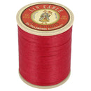 Fil au Chinois, bobine de 375m de fil de lin câblé glacé rouge 128, vue de dos, pour mercerie et travaux de couture.