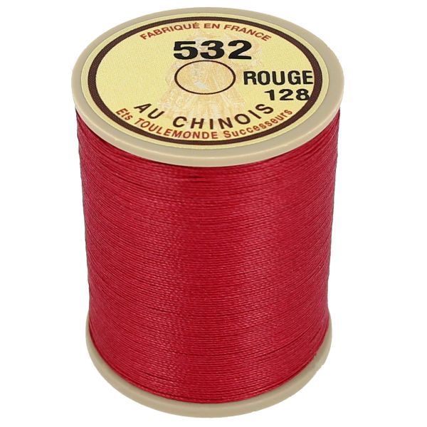Bobine de 133m de fil de lin câblé glacé AU CHINOIS, rouge 128, mercerie pour couture et artisanat.