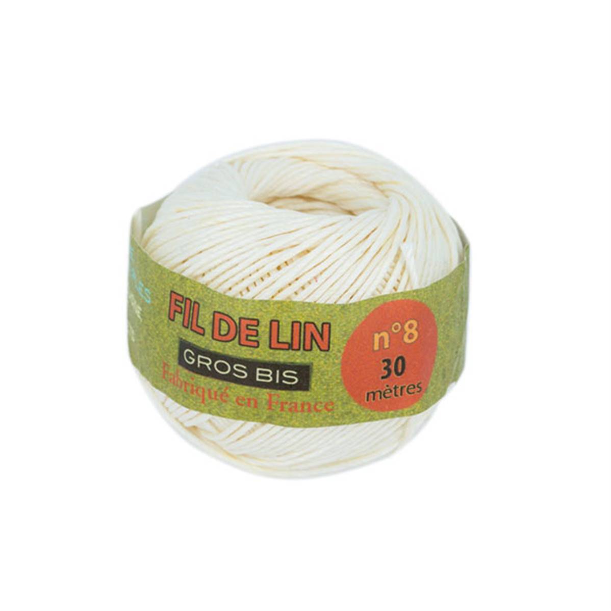 Bobine de 30m de fil de lin "GROS BIS" ÉCRU, n°8, diamètre 1,05mm, de la marque Fil au Chinois pour mercerie.
