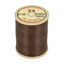 Bobine de 266m de fil de lin AU CHINOIS n°24, mercerie, lin retors extra glacé, couleur marron foncé.