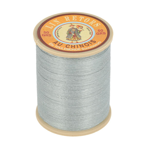 Bobine de 350m de fil de lin AU CHINOIS retors extra glacé n°40, gris clair, mercerie pour couture et broderie.