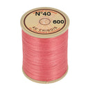 Bobine de 350m de fil de lin AU CHINOIS n°40, mercerie, fil retors extra glacé, couleur vieux rose, vue de face