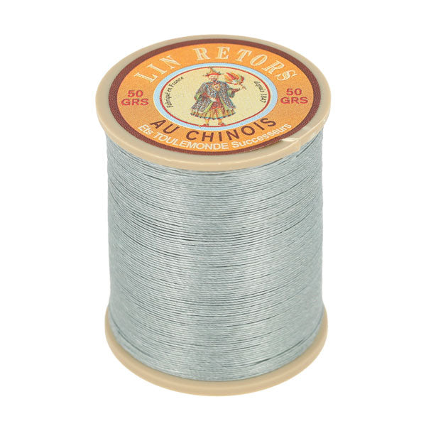 Bobine de 266m de fil de lin AU CHINOIS n°24 retors extra glacé, gris clair, pour mercerie et couture.