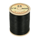 Bobine de 266m de fil de lin AU CHINOIS n°24, fil de mercerie retors et glacé, noir, pour couture et broderie.