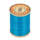 Fil au Chinois, bobine de 266m de fil de lin retors extra glacé n°24 en bleu azur, mercerie pour couture et broderie