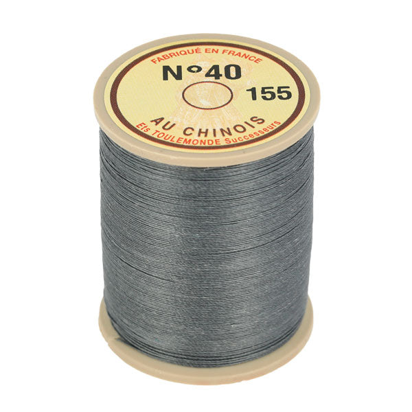 Bobine de 350m de fil de lin AU CHINOIS retors extra glacé n°40 gris foncé, mercerie pour couture et broderie