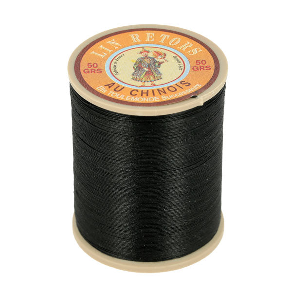 Bobine de 350m de fil de lin noir n°40, fil au Chinois, mercerie, retors extra glacé, pour couture et broderie