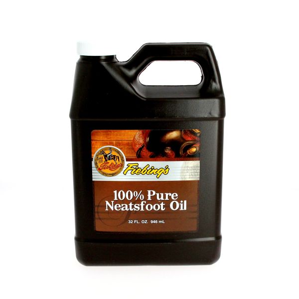 Huile 100% pied de bœuf Fiebing's pour l’entretien du cuir, flacon de 32 oz avec huile de pied de bœuf.