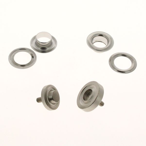 Jeu de pose PINCE 300 pour œillets de 12,5 mm, outil de pose d'œillets en métal, image montrant l'outil en action.