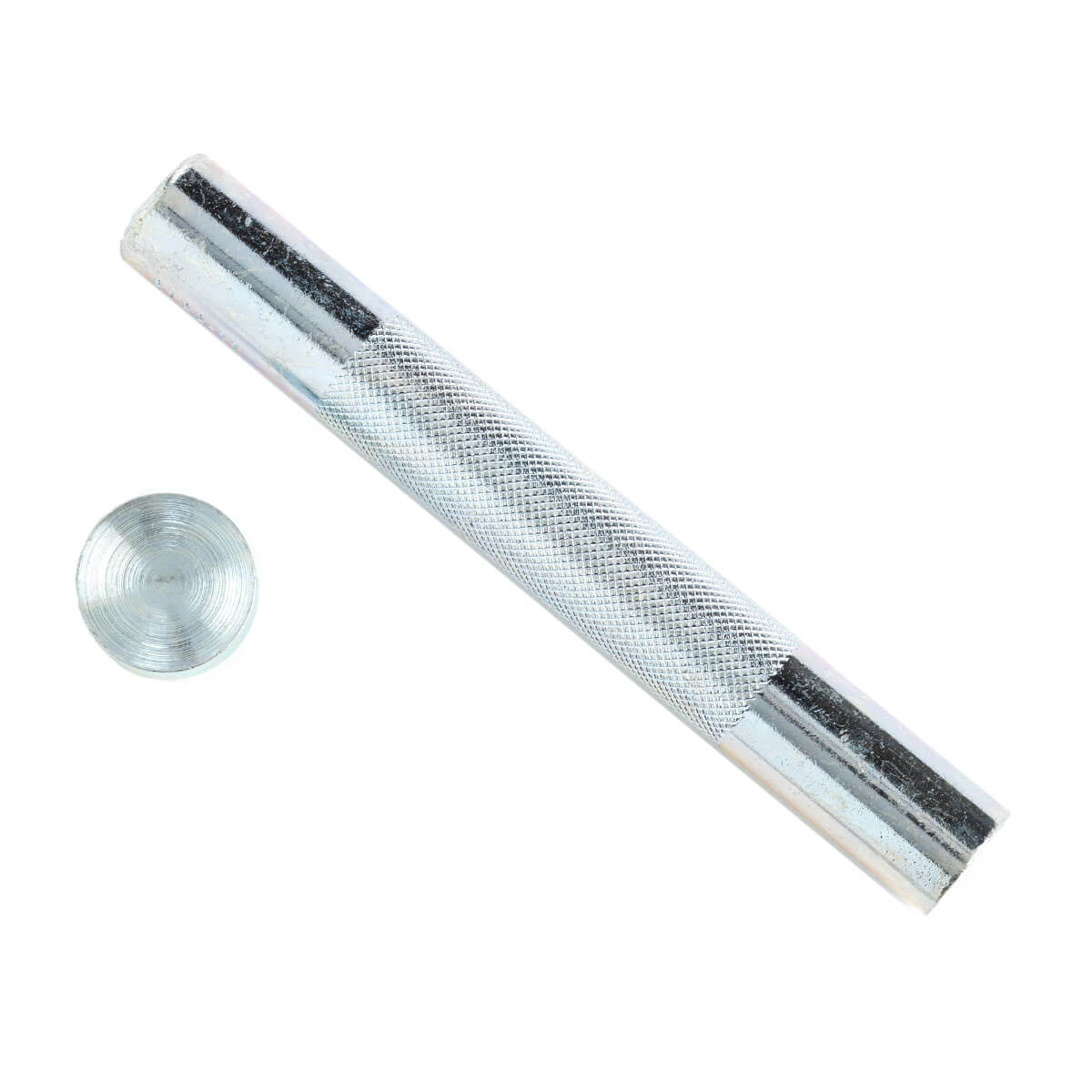 Outil de pose de gros rivets double calotte avec manche pour assemblage robuste et précis.