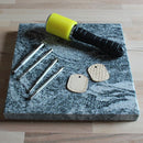 Marbre en granite non veiné, outil Deco Cuir, dimensions 270x270x30 mm, surface lisse et solide pour travaux de décoration.
