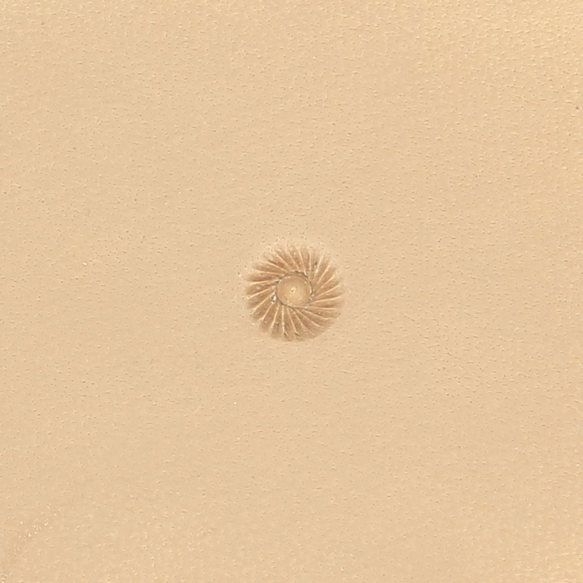 Matoir Tandy Leather avec manche Seeder petit soleil 6,5 mm, outil pour cuir, image montrant la surface du matoir avec motif en soleil.