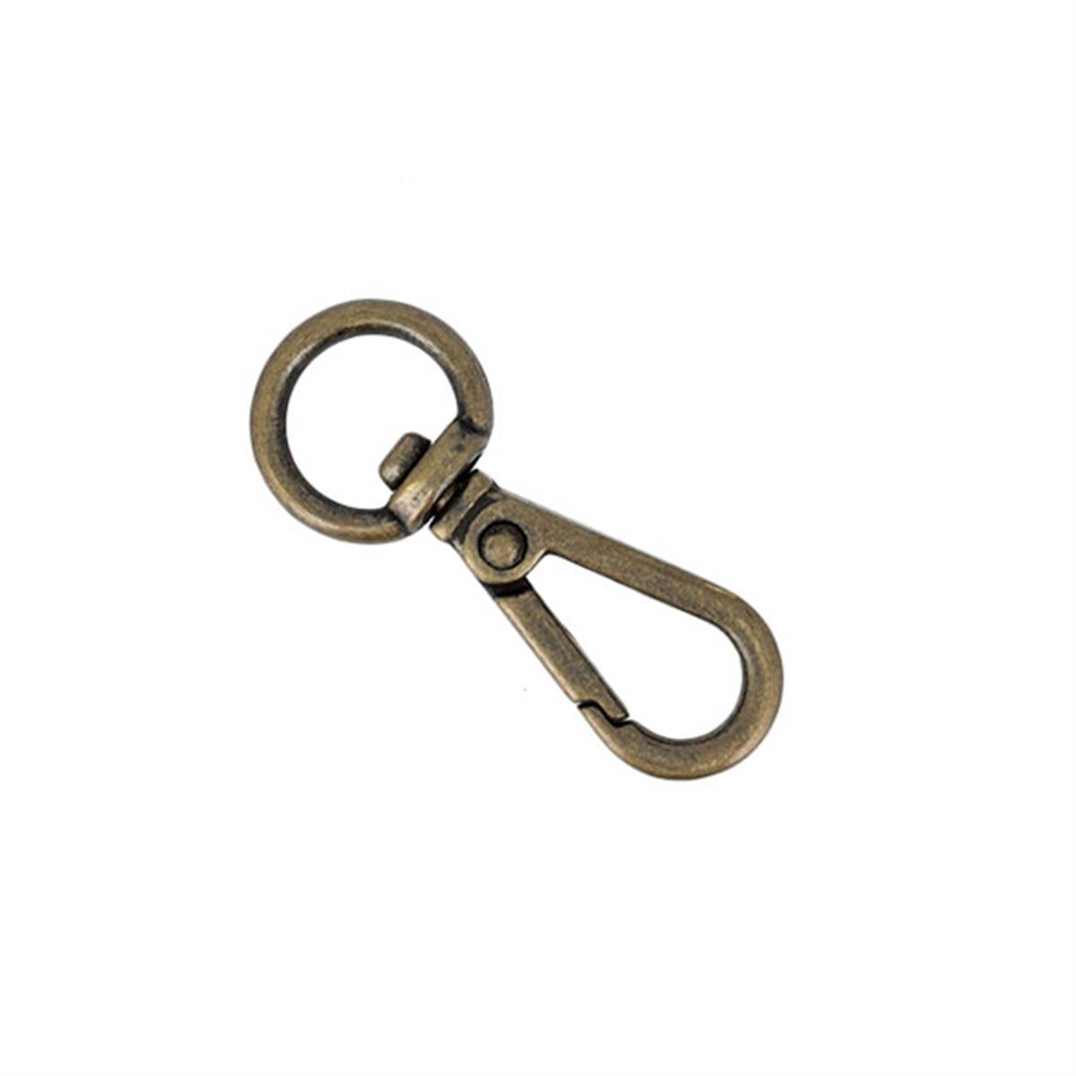 Mini mousqueton tournant en bronze, attache ronde de 9 mm, pour bouclerie, résistant et léger.