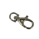Mousqueton tournant en nickel noir, bouclerie robuste pour utilisation en camping ou escalade, vue de face.
