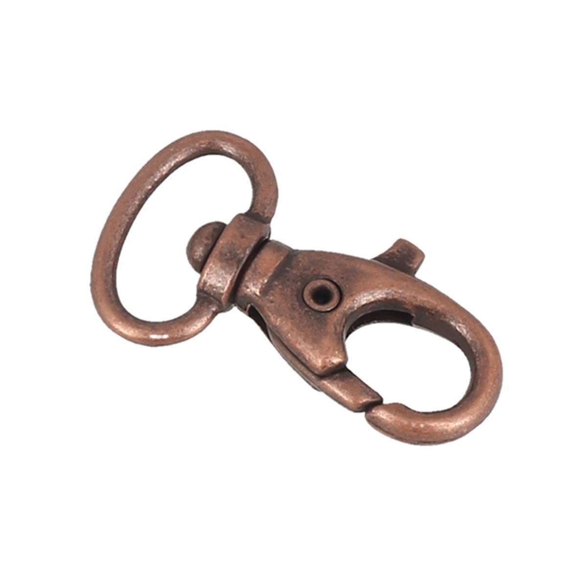 Mousqueton tournant en vieux cuivre de 16 mm, boucle de bouclerie robuste pour la fixation et la sécurité.