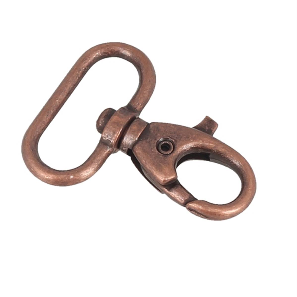 Mousqueton tournant en vieux cuivre de 25 mm, produit de bouclerie avec boucle pivotante et finition vintage.