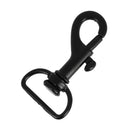 Mousqueton tournant à tirette en métal noir mat, bouclerie fine de 42x20mm, pour fixation sécurisée et facile.