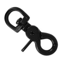 Mousqueton mexicain en zamac noir mat, bouclerie tournant à tirette, 61x13mm, pour fixation ou artisanat.