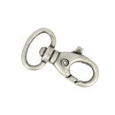 Mousqueton tournant en bouclerie, métal argenté avec boucle pivotante, utilisé pour la fixation ou l'attache.
