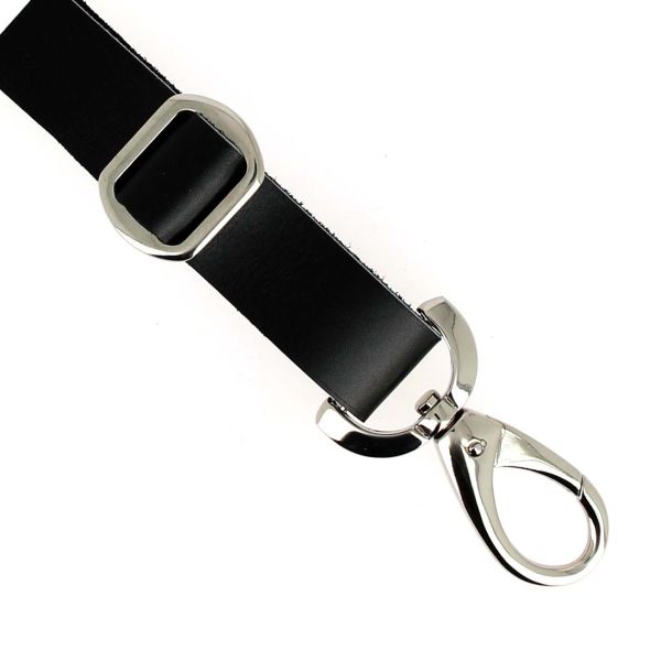 Mousqueton tournant ovale en acier avec passant double nickelé, 25 mm, pour attache ou bouclerie.