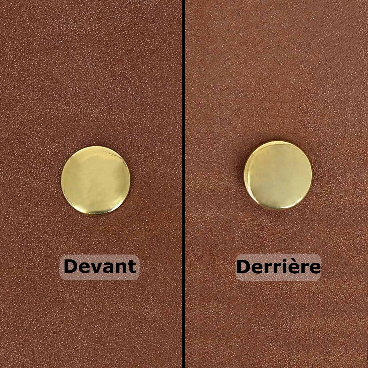 Rivets doubles en laiton doré, lot de rivets moyens avec double calotte pour accessoires Deco Cuir.