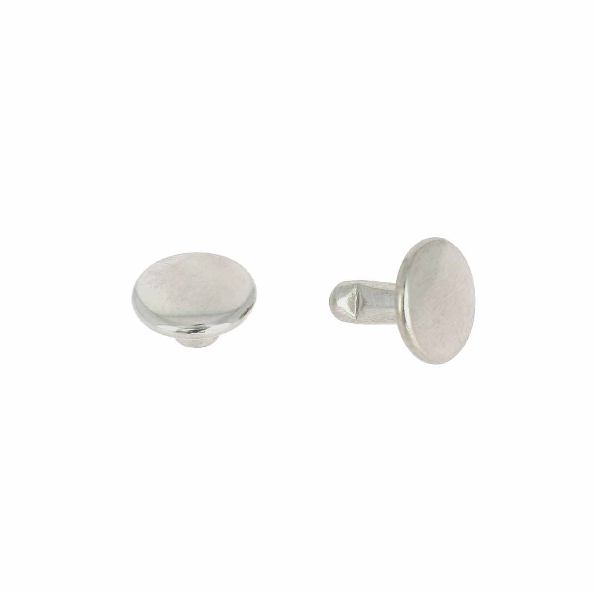Rivets doubles calotte en laiton, taille T4, finition nickelée, accessoires Deco Cuir pour fixation solide et durable.
