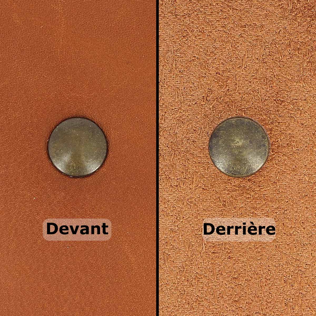 Lot de petits rivets double calotte en laiton vieilli, accessoires pour cuir, par Deco Cuir.