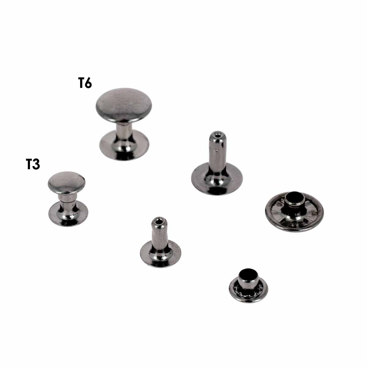 Rivets moyens en laiton Deco Cuir avec calotte simple, style canon de fusil, pour accessoires en cuir et bricolage.