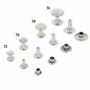 Rivets moyens en laiton avec calotte simple, finition nickelée, pour accessoires en cuir, de la marque Deco Cuir.