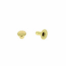 Rivets en laiton T2 de Deco Cuir, petits accessoires pour cuir, avec calotte simple, visibles en gros plan.