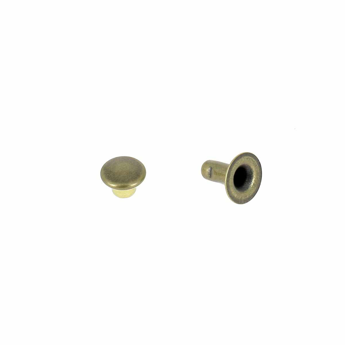 Rivets en laiton T2 de Deco Cuir, petits rivets simples avec calotte en laiton vieilli, accessoires pour cuir ou textile.