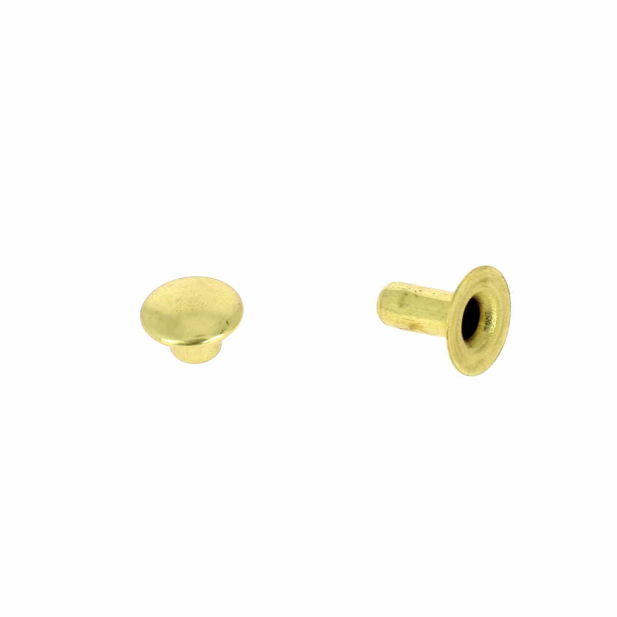 Rivets moyens en laiton de Deco Cuir, accessoires avec calotte simple, pour fixation et décoration en cuir.