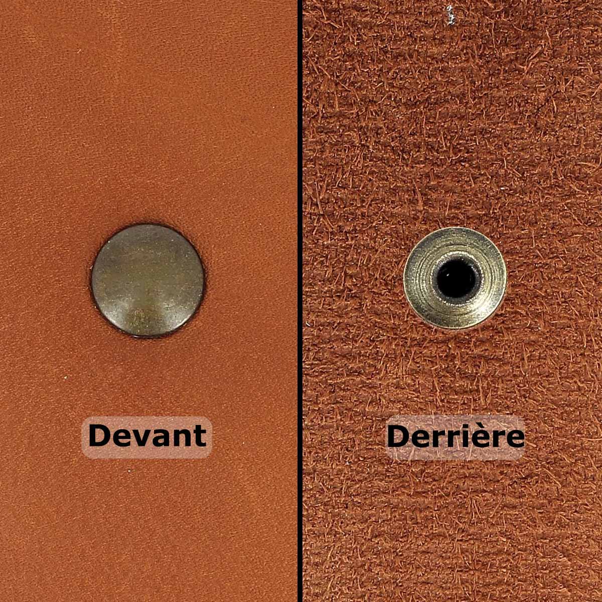 Rivets moyens en laiton vieilli pour accessoires, illustration d'un lot de rivets simples avec calotte en laiton de marque Deco Cuir