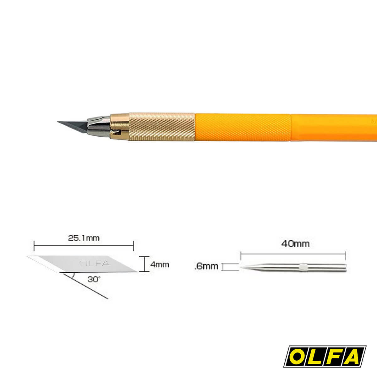 Scalpel Olfa AK-5 avec aiguille, outil d'art précis pour découpe fine et détaillée, en plastique et métal.